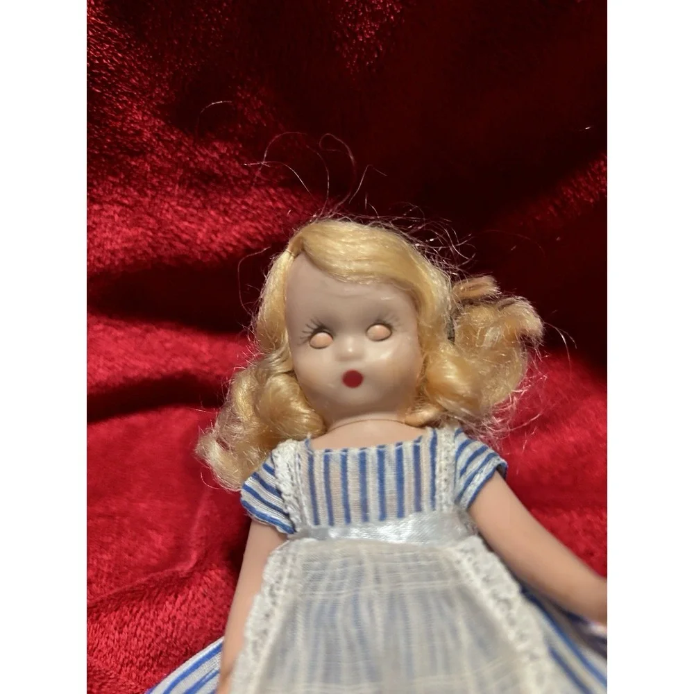 VTG Alice In Wonderland Madame Alexander Kins Striped Blue Dress Apron Headband